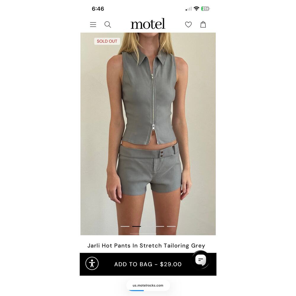 Motel Rocks Jarli Hot Pants XXS | Y2K new w tags Micro Shorts | NWT gray - Picture 4 of 13